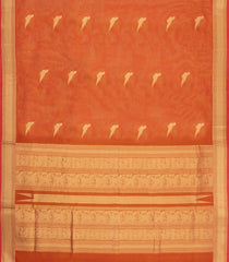 Orange Handloom Silk Cotton Saree With Buttas & Zari Border-SC4814