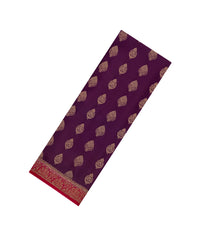 Dark Purple Woven Mysore Silk Saree With Floral Motifs-MS3444