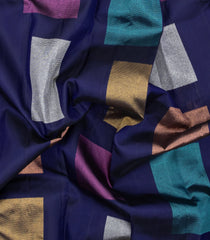 Navy Blue Handloom Kanchipuram Silk Saree With Geometric Buttas-KA16730