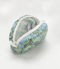 Light Green Cotton Bagru Printed Coin Pouch With Zipper-ACS1067