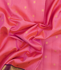 Peach Handloom Korvai Kanchipuram 9 Yards Silk Saree With Zari Buttas-KA15405