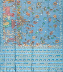 Light Blue Woven Art Chanderi Saree With Printed Kalamkari Motifs-BL4524