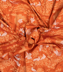 Orange Handloom Banarasi Tanchoi Silk Saree With Meena Bird Motifs-BE1832