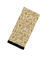 Cream Printed Jaipur Cotton Saree With Floral Motifs-JC1880