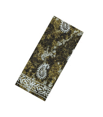 Dark Olive Printed Jaipur Cotton Saree With Abstract Motifs-JC1463