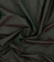 Bottle Green Handloom Silk Cotton Saree With Zari Checks-SC4036
