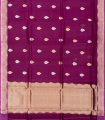 Magenta Handloom Banarasi Organza Silk Saree With Floral Buttas-BE1715