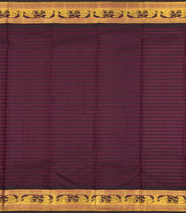 Baby Pink Handloom Korvai Kanchipuram Silk Saree With Stripes & Lord Ram Border-KA16692