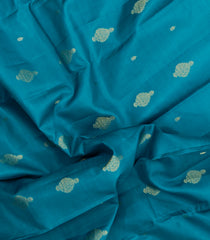 Cyan Woven Pure Silk Saree With Buttas & Contrast Border-EC2563