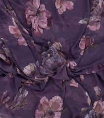 Lilac Woven Synthetic Georgette Saree With Printed Floral Motifs-BL4214