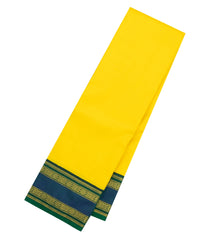 Lemon Yellow Handloom Korvai Kanchipuram Silk Saree With Teal Border-KA16342