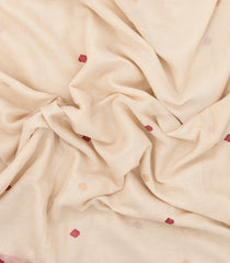 Off White Handwoven Bengal Cotton Saree With Buttas & Contrast Border-BG1484
