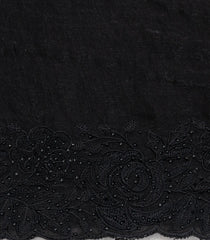 Black Synthetic Fendy Saree With Embroidered Border-BL5446