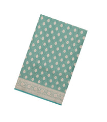 Aquamarine Handloom Banarasi Silk Saree With Floral Zari Motifs-BE1928