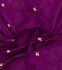 Purple Handloom Silk Cotton Saree With Zari Buttas & Contrast Border-SC4805