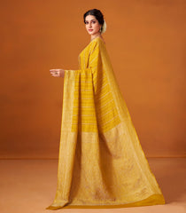 Mustard Woven Mysore Silk Saree With Zari Stripes-MS3082