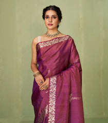 Lilac Handloom Soft Silk Saree With Floral Buttas-SO4046