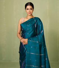 Cyan Handloom Soft Silk Saree With Buttas-SO4042