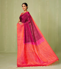 Crimson Handloom Soft Silk Saree With Floral Motifs-SO4001