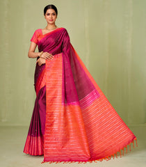 Crimson Handloom Soft Silk Saree With Floral Motifs-SO4001