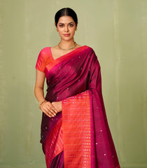 Crimson Handloom Soft Silk Saree With Floral Motifs-SO4001