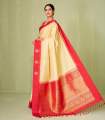 Sandal Handloom Soft Silk Saree With Buttas & Contrast Border-SO4028