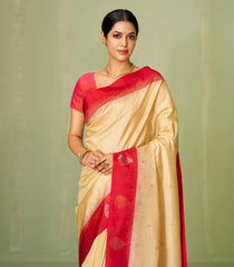 Sandal Handloom Soft Silk Saree With Buttas & Contrast Border-SO4028