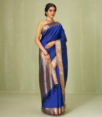 Blue Handloom Soft Silk Saree With Zari Border-SO4018