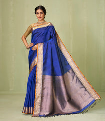 Blue Handloom Soft Silk Saree With Zari Border-SO4018