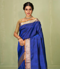Blue Handloom Soft Silk Saree With Zari Border-SO4018