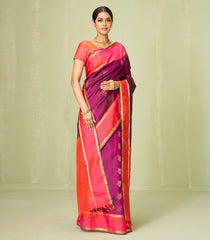 Magenta Handloom Soft Silk Saree With Buttas & Contrast Border-SO4037