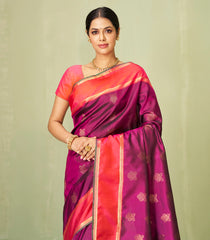 Magenta Handloom Soft Silk Saree With Buttas & Contrast Border-SO4037