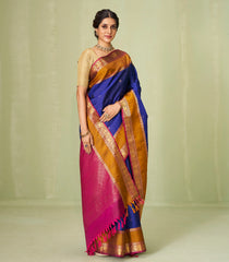 Blue Handloom Soft Silk Saree With Kamalam Buttas-SO4050