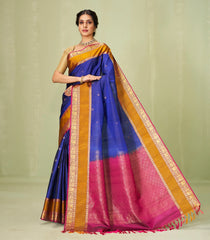 Blue Handloom Soft Silk Saree With Kamalam Buttas-SO4050