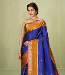 Blue Handloom Soft Silk Saree With Kamalam Buttas-SO4050