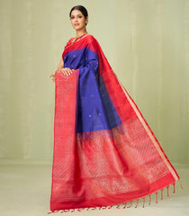 Blue Handloom Soft Silk Saree With Buttas & Contrast Border-SO4031