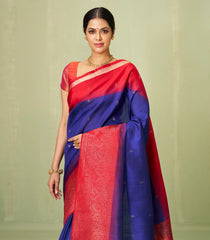 Blue Handloom Soft Silk Saree With Buttas & Contrast Border-SO4031