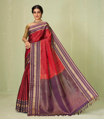 Crimson Handloom Soft Silk Saree With Buttas & Contrast Border-SO4038