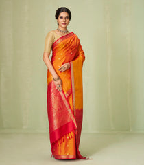 Orange Handloom Soft Silk Saree With Floral Buttas-SO4025