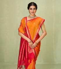 Orange Handloom Soft Silk Saree With Floral Buttas-SO4025