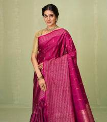 Magenta Handloom Soft Silk Saree With Temple Buttas-SO4049