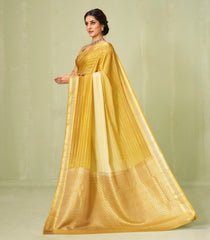 Yellow Woven Mysore Crepe Silk Saree With Ombre Dyeing & Zari Stripes-MS3134