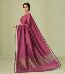 Maroon Woven Tussar Silk Saree With Buttas & Printed Blouse-TU3004