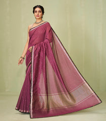 Maroon Woven Tussar Silk Saree With Buttas & Printed Blouse-TU3004