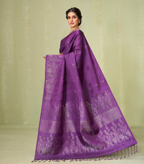 Purple Handloom Soft Silk Saree With Floral Buttas-SO4026