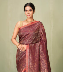 Maroon Woven Mysore Silk Saree With Elephant Motifs-MS3087