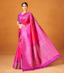 Red Handloom Korvai Kanchipuram Silk Saree With Coin Buttas-KA12603