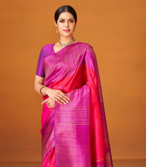 Red Handloom Korvai Kanchipuram Silk Saree With Coin Buttas-KA12603