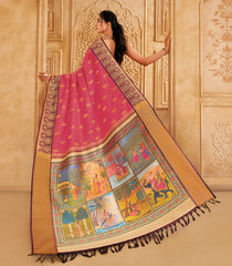 Pink Handloom Ragamala Silk Saree With Zari Buttas - KA16397