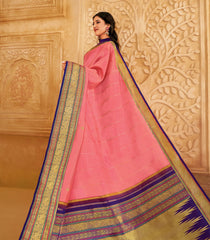 Baby Pink Handloom Poo Thoranam Korvai Silk Saree With Festoon Buttas -KA16393